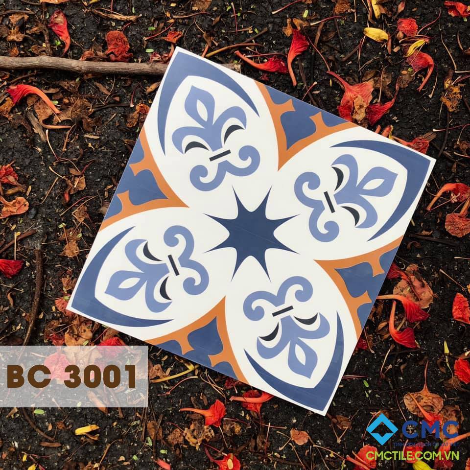 Gạch bông màu xanh navy – cam đất BC 3001