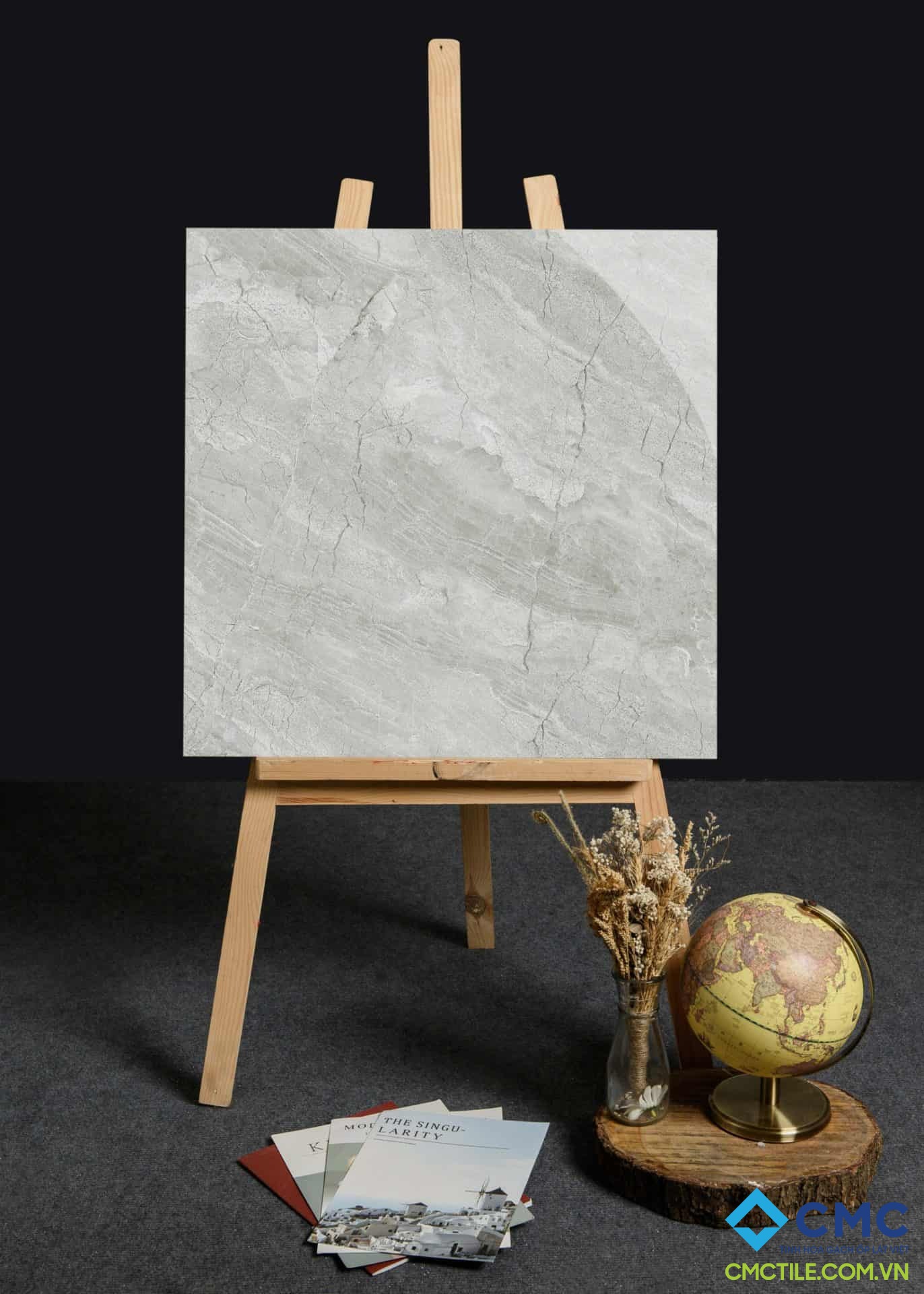 Gạch lát nền màu xám nhạt vân cẩm thạch trắng LX 6663