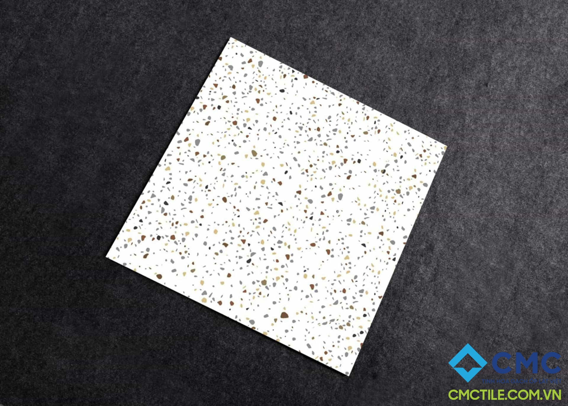Gạch lát nền trắng sữa họa tiết phối màu đá đa dạng GX 6813