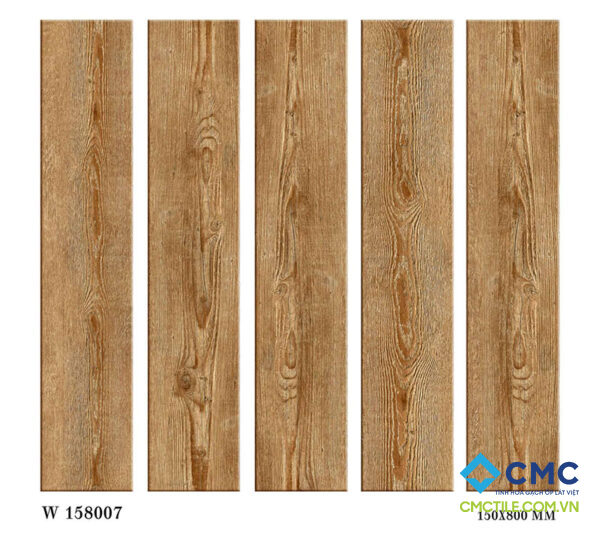 Gạch thanh gỗ CMC màu nâu cafe ấm W 158007