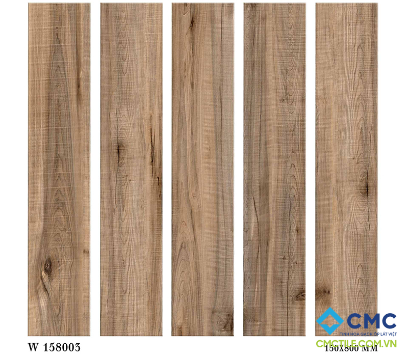 Gạch thanh gỗ CMC màu nâu kem W 158003